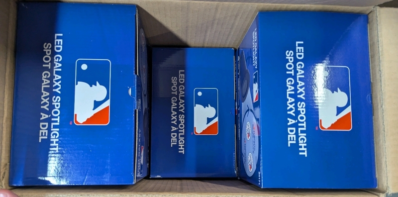 5 New Fusion LED Galaxy Spotlight with Rotating Display of Blue Jays Logo.