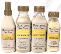 4 New Cr&egrave;me of Nature Pure Honey Hair Care: Shampoo & Conditioner (355ml ea), Detangler & Leave-In Conditioner (236.5ml ea)