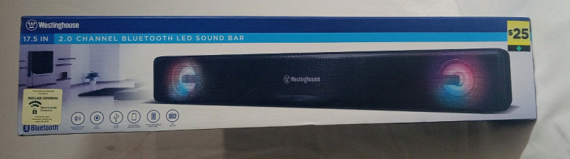New | Westinghouse 2.0 Channel Bluetooth LED Soundbar