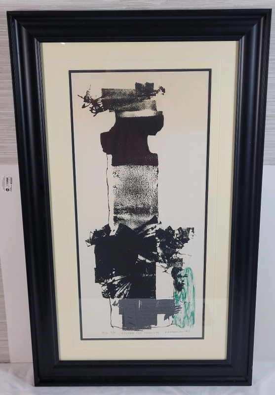 Artist Bert Kloezeman Numbered Artist Proof " Column for Penelope " Double Matted & Framed . Numbered 5 / 12 . Measures 20 1/4"&times;33 1/4"