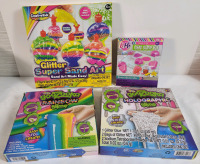 4 New Kids Creations Kits . Sand Art Kit , Gem Soap Kit & 2 Slime Kits