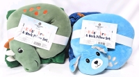 2 New Comfort Bay Kids' Throw & Neck Pillow Set : Dinosaur + Puppy | Throw Blanket 35" x 50"