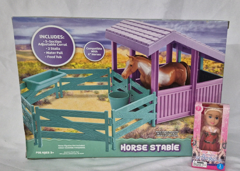 2 New Kid's Toys - Doll and Horse Stable Playset
