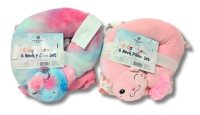2 New Comfort Bay Kids' Throw & Neck Pillow Set : Unicorn + Kitten | Throw Blanket 35" x 50"