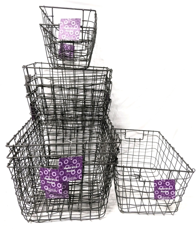 9 New Metal Wire Baskets : 3x XL, 1x Large, 3x Medium, 2x Small