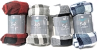 4 New Comfort Bay Soft Throw Blankets - 50" x 60" ea