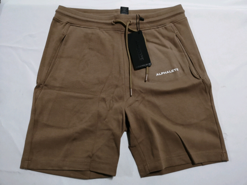 New ALPHALETE Men's Essential Core Shorts: Size Medium (Dark Tan)