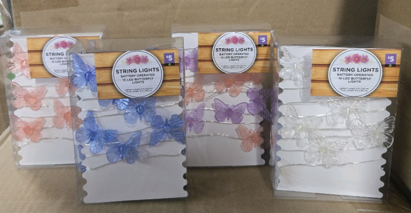 4 New | Butterfly String Lights 5' Long | Battery Operated