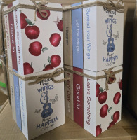 4 New | 5.9" Wooden Magic Happen & Fresh Apple MDF Decorative Book Sets