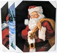 3 New Large Charming Santa & Snowman Susan Comish Stretched Canvas Art Prints 22" x 28" ea