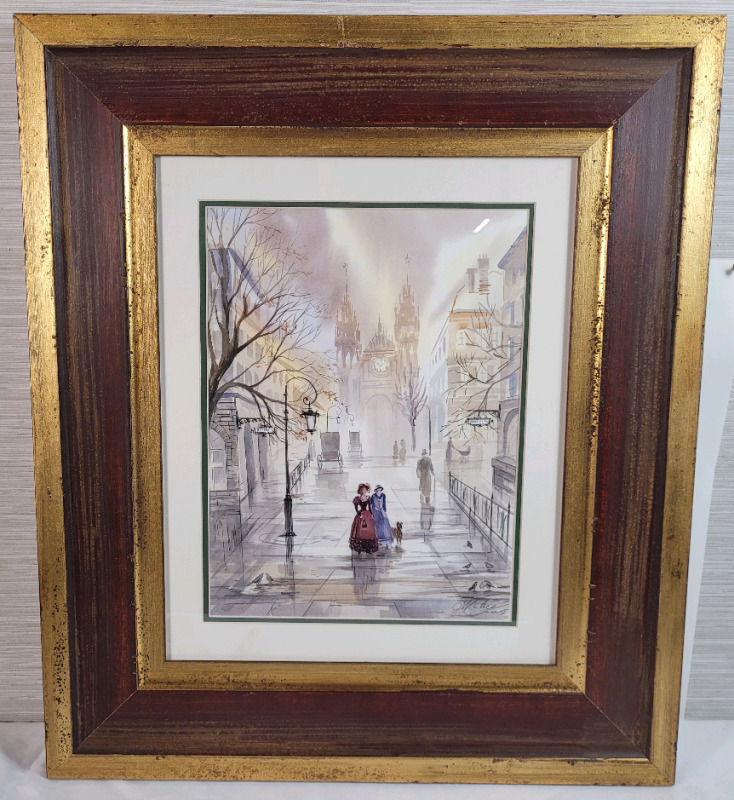 Artist Eva Nikulin Framed Original Watercolour Signed by Artist . Measures 25"&times;29"