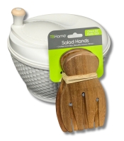 Fantastic Salad Spinner Made in Italy & New Totally Bamboo Acacia Wood Salad / Pasta Hands