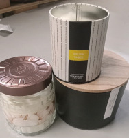 3 New | Decorative Scened Candles | "Teakwood Forest" 340g, "Golden Timber" 142g, & "Spiced White Pumpkin" 227g