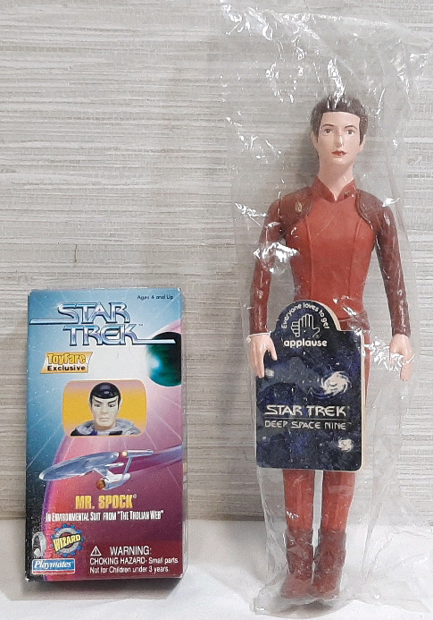 New Star Trek Deep Space Nine Major Kira Figure from Applause Toys (1994) & Star Trek Mr. Spock in Environmental Suit from "The Tholian Web" From Playmates ToyFare Exclusive (1998)