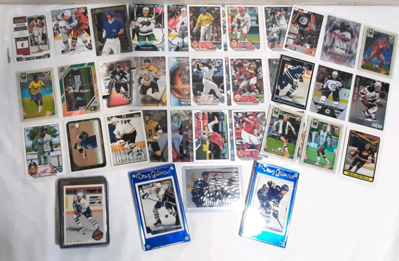 Lot of Sports Trading Cards, Including Upper Deck, Panini, O-Pee-Chee, Topps, Pinnacle- 4pc 9 Card Sleeve Sheets, Includes Doug Gilmour Toronto Maple Leafs Cards from 1989-93