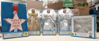 Lot of Christmas Oriented Decorations, Including an LED Star Projection Tree Topper, Star LED Tree Topper and 3 Fiber Optic Angel Tree Toppers