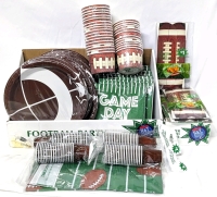 Huge New Football-Themed Disposable Plates, Trays, Cups Lot + More