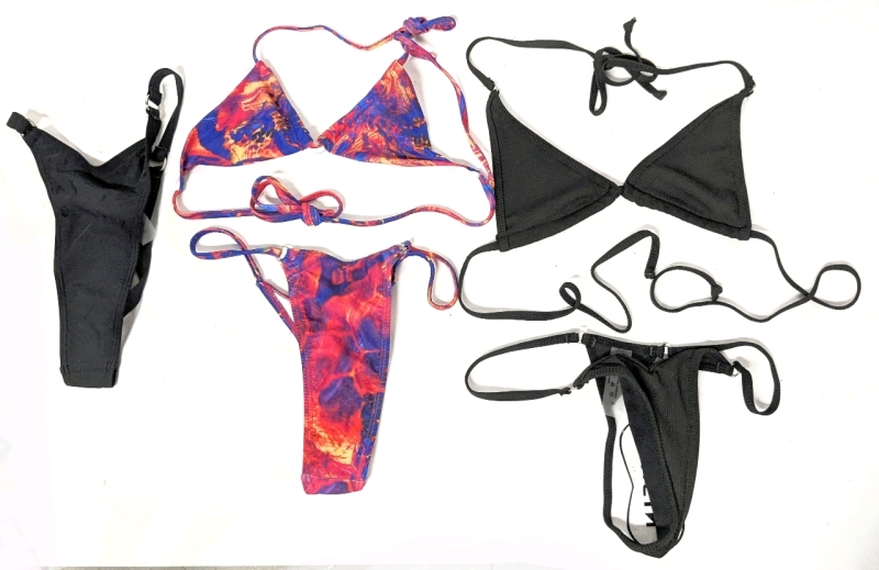 5 New Pcs Size Small Women's Swimwear Pieces : 2 Bikini Tops & Bottoms Sets + Bottoms Only