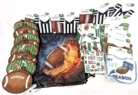 Huge Football Fan Lot : 8 Potholders, 5 Bibs, 6x Dishcloths 2-Packs, 7 Can Coozies, 5 Drawstring Bags 13" x 15"