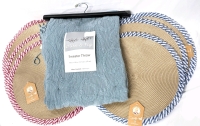 New Olive & Fig Sweater Throw Blanket 50" x 60" + 7 Dolly Parton Licensed 15" Round Placemats
