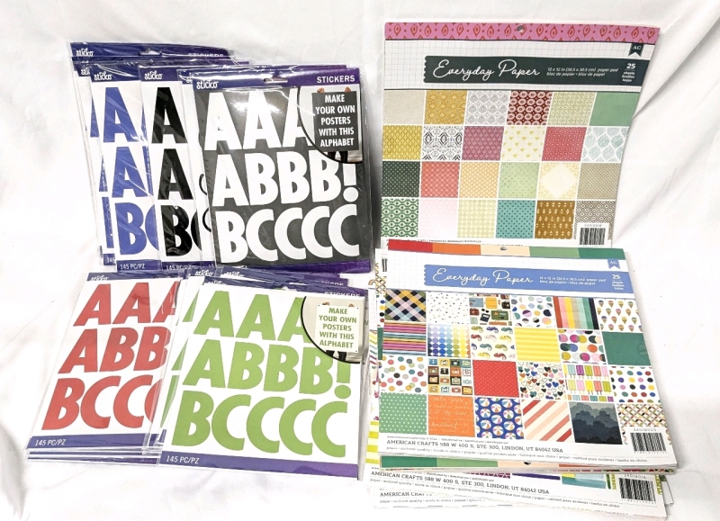 7 New Everyday Paper Scrapbooking Paper Pads & 17 New Sticko Make-Your-Own Sign Board Alphabet Letters
