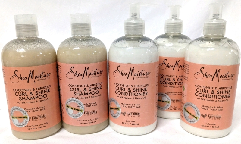 5 New Shea Moisture Colorsafe Coconut & Hibiscus Curl & Shine : 2x Shampoo + 3x Conditioners (384ml ea)
