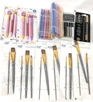 New Art Supplies! Paintbrush 3-Packs (6), Cute Princess Pen 3-Packs (3), Detail Doodler Marker Pen 12-Packs (2), Permanent Chalk Marker Set & Chalk Marker