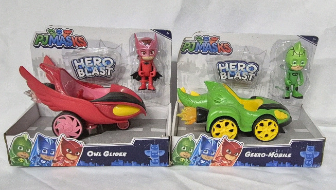 2 New Kid's PJ Masks Hero Blast Toys - Owl Gliderv& Gekko-Mobile