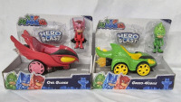 2 New Kid's PJ Masks Hero Blast Toys - Owl Gliderv& Gekko-Mobile