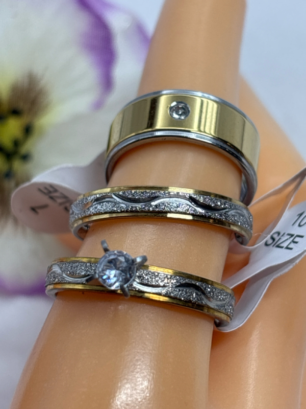 New 3 High-end Ring Set Stainless 316 Stainless Steel Band Band size 7 Stacking Set Size 10