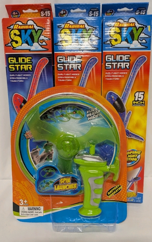 New High Flying Fun Lot. 3 Gliders and 1 Spin Launcher.