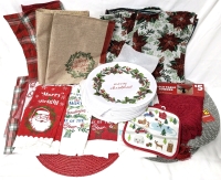New Christmas Linens + | 20x Melamine 10.91" Dinner Plates , Lace Table Runner, 12x Round 14" Placemats, PVC Placemats, Dish Towels + More