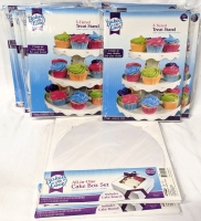 8 New Baked with Love 3-Tier Cake Stands & 2x All-In-One Cake Box Set for Cakes up to 11" (Includes 12" x 12" x 4" Boxes with 11" Round Cake Board Each)