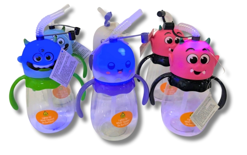 6 New Ghosts Aliens Monsters Light-Up Sippy Cups - 450ml ea