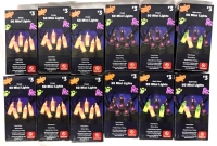 12 New Halloween Indoor/Outdoor String to String 50 Mini Lights 10-Foot Strands - 6x Orange, 3x Purple, 3x Multicolor