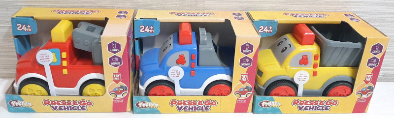 3 New Press and Go Truck Toys