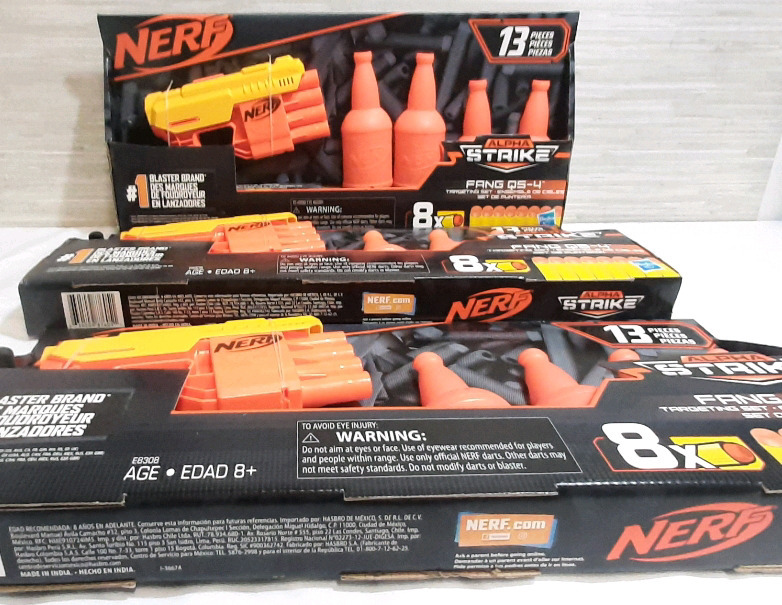 3 New Nerf Alpha Strike Fang QS-4 Targeting Set, Includes 8 Foam Darts Each, 24 Darts in Total