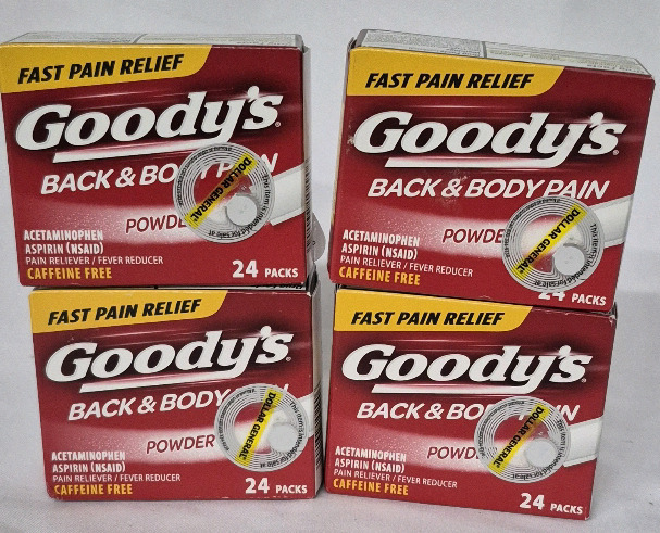 96 New Goody's Acetaminophen Aspirin Back & Body Pain Relief Powder - Caffeine Free Exp 04/2026