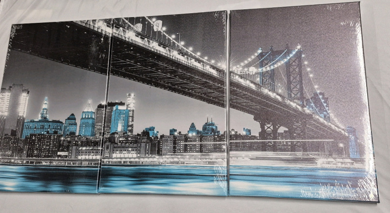 3 New Wrapped Canvas New York City Skyline & Bridge 23.5" by 15.75"