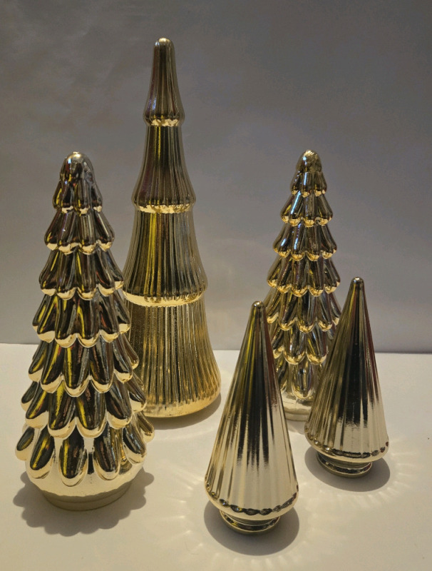 5 New | Gold Decorative Table Top Decor | Tallest Tree Measures 13" Tall