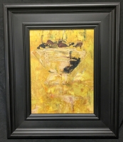 Framed Textured Oil on Board Abstract Bowl of Fruit - 21" x 24"