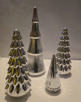 4 New | Silver Decorative Table Top Decor | Tallest Tree Measures 13" Tall