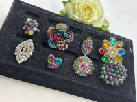 8 Fabulous Twinkling Rhinestone Rings Vintage