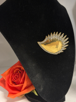 &lsquo;Goldie&rsquo; The Hedgehog Vintage Signed Rhinestone Brooch
