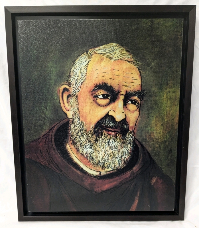Framed Stretched Canvas Print of Presumed Padre Pio da Petralcina - 22" x 19"