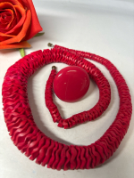 Vintage Red Dragon Tail Interlocking Graduated Necklace