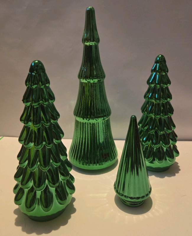 4 New | Green Decorative Table Top Decor | Tallest Tree Measures 13" Tall