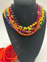 Vintage Designer Signed Ellelle Italy Six Strand Lucite Necklace. <br/>