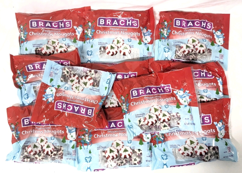 11 New Packs BRACH'S Individually Wrapped Peppermint Christmas Nougats - 198g ea | BB JUL 2025
