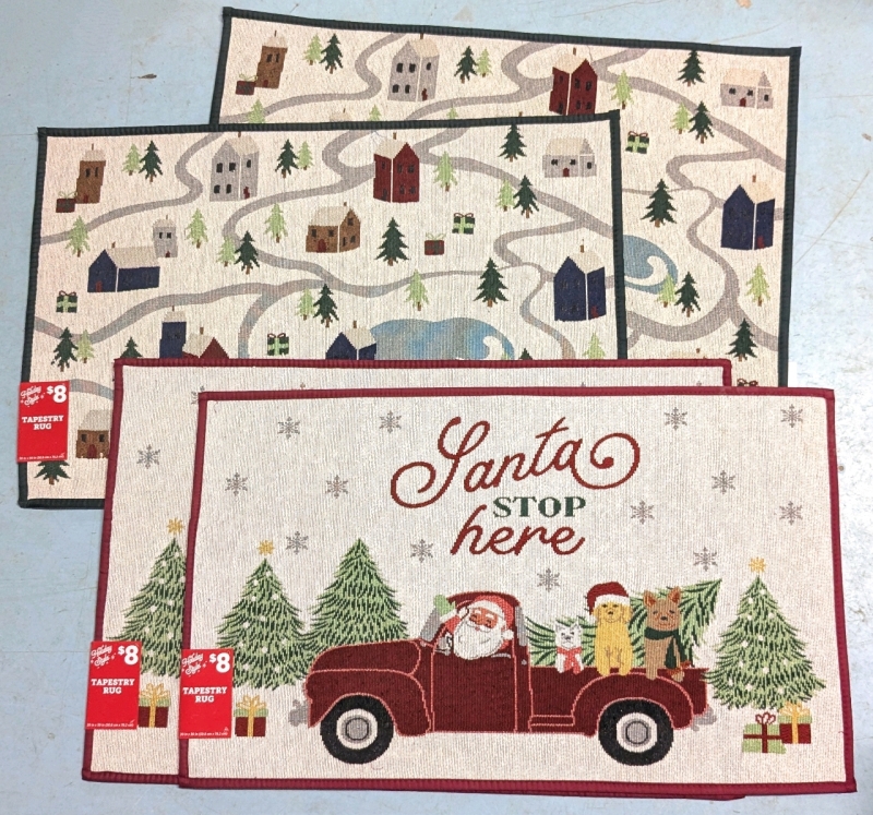 4 New Christmas/Winter Themed Soft & Squishy Tapestry Rugs - 20" x 30" ea